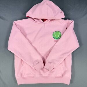 Baseballism Doubles & Bubbles Hoodie Youth S Pink Graphic Fleece Pullover Sports